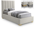  Color_Beige Size_Twin -- Meridian Pierce Upholstered Panel Bed IMAGE 1