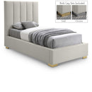 Color_Beige  Size_Twin  -- Pierce Beige Twin Linen Textured Fabric Upholstered Twin Bed IMAGE 1