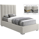  Color_Beige  Size_Twin  -- Pierce Beige Twin Linen Textured Fabric Upholstered Twin Bed IMAGE 2