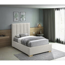  Color_Beige  Size_Twin  -- Pierce Beige Twin Linen Textured Fabric Upholstered Twin Bed IMAGE 3