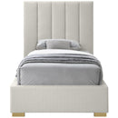  Color_Beige  Size_Twin  -- Pierce Beige Twin Linen Textured Fabric Upholstered Twin Bed IMAGE 5
