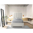  Color_Beige  Size_Twin  -- Pierce Beige Twin Linen Textured Fabric Upholstered Twin Bed IMAGE 8