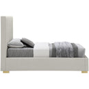  Color_Beige  Size_Twin  -- Pierce Beige Twin Linen Textured Fabric Upholstered Twin Bed IMAGE 9
