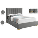 Meridian Pierce Grey Linen Textured Fabric Full Bed IMAGE 18