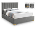  Color_Grey  Size_Full  -- Pierce Grey Linen Textured Fabric Upholstered Full Bed IMAGE 1