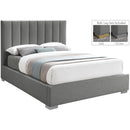  Color_Grey  Size_Full  -- Pierce Grey Linen Textured Fabric Upholstered Full Bed IMAGE 2