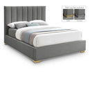  Color_Grey  Size_Queen  -- Pierce Grey Linen Textured Fabric Upholstered Queen Bed IMAGE 1