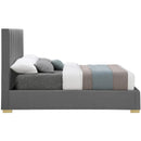  Color_Grey  Size_Queen  -- Pierce Grey Linen Textured Fabric Upholstered Queen Bed IMAGE 9