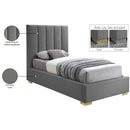 Meridian Pierce Grey Linen Textured Fabric Twin Bed IMAGE 18