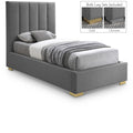  Color_Grey Size_Twin -- Pierce Grey Twin Linen Textured Fabric Upholstered Twin Bed IMAGE 1