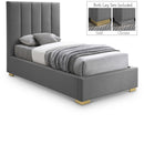  Color_Grey  Size_Twin  -- Pierce Grey Twin Linen Textured Fabric Upholstered Twin Bed IMAGE 1