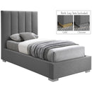  Color_Grey  Size_Twin  -- Pierce Grey Twin Linen Textured Fabric Upholstered Twin Bed IMAGE 2
