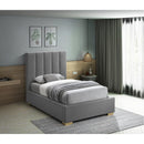  Color_Grey  Size_Twin  -- Pierce Grey Twin Linen Textured Fabric Upholstered Twin Bed IMAGE 3