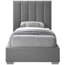  Color_Grey  Size_Twin  -- Pierce Grey Twin Linen Textured Fabric Upholstered Twin Bed IMAGE 6
