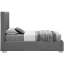  Color_Grey  Size_Twin  -- Pierce Grey Twin Linen Textured Fabric Upholstered Twin Bed IMAGE 9