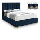  Color_Navy  Size_Full  -- Pierce Navy Linen Textured Fabric Upholstered Full Bed IMAGE 1