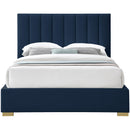  Color_Navy  Size_Full  -- Pierce Navy Linen Textured Fabric Upholstered Full Bed IMAGE 5