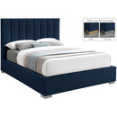  Color_Navy  Size_Queen  -- Pierce Navy Linen Textured Fabric Upholstered Queen Bed IMAGE 2