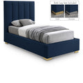  Color_Navy Size_Twin -- Pierce Navy Twin Linen Textured Fabric Upholstered Twin Bed IMAGE 1