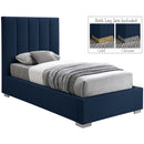  Color_Navy  Size_Twin  -- Pierce Navy Twin Linen Textured Fabric Upholstered Twin Bed IMAGE 2