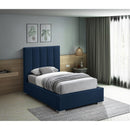 Color_Navy  Size_Twin  -- Pierce Navy Twin Linen Textured Fabric Upholstered Twin Bed IMAGE 4