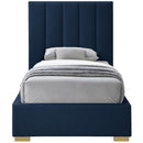  Color_Navy  Size_Twin  -- Pierce Navy Twin Linen Textured Fabric Upholstered Twin Bed IMAGE 5