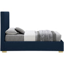  Color_Navy  Size_Twin  -- Pierce Navy Twin Linen Textured Fabric Upholstered Twin Bed IMAGE 9