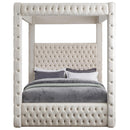  Color_Cream  Size_King  -- Royal Beige Velvet Upholstered King Bed IMAGE 3