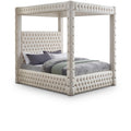  Color_Cream Size_Queen -- Royal Beige Velvet Upholstered Queen Bed IMAGE 1
