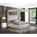  Color_Cream  Size_Queen  -- Royal Beige Velvet Upholstered Queen Bed IMAGE 2