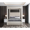  Color_Cream  Size_Queen  -- Royal Beige Velvet Upholstered Queen Bed IMAGE 4