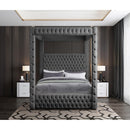  Color_Grey  Size_King  -- Royal Grey Velvet Upholstered King Bed IMAGE 4