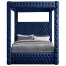  Color_Navy  Size_Queen  -- Royal Navy Velvet Upholstered Queen Bed IMAGE 3