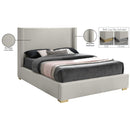 Meridian Royce Beige Linen Textured Fabric King Bed (3 Boxes) IMAGE 17