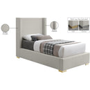  Size_Twin -- Royce Beige Twin Linen Textured Fabric Upholstered Twin Bed IMAGE 17