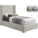  Size_Twin -- Royce Beige Twin Linen Textured Fabric Upholstered Twin Bed IMAGE 2