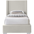  Size_Twin -- Royce Beige Twin Linen Textured Fabric Upholstered Twin Bed IMAGE 6