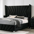  Color_Black Size_Queen -- Furniture of America Carissa Upholstered Platform Bed IMAGE 1