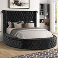  Color_Black Size_Queen -- Furniture of America Sansom Upholstered Platform Bed with Storage IMAGE 1