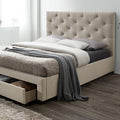  Color_Beige Size_Twin -- Furniture of America Sybella Upholstered Platform Bed with Storage IMAGE 1