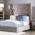 Color_Grey Size_Queen -- Furniture of America Rosabelle Upholstered Platform Bed IMAGE 1