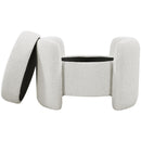  Manufacturer Color_Cream -- Horizon Cream Boucle Fabric Upholstered Ottoman IMAGE 4