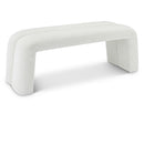  Color_Cream -- Meridian Arc Boucle Fabric Upholstered Bench IMAGE 1