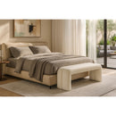  Color_Cream -- Meridian Arc Boucle Fabric Upholstered Bench IMAGE 2