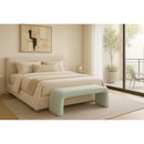  Color_Mint -- Arc Mint Boucle Fabric Upholstered Bench IMAGE 2