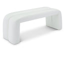  Color_White -- Arc White Boucle Fabric Upholstered Bench IMAGE 1