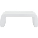  Color_White -- Arc White Boucle Fabric Upholstered Bench IMAGE 3