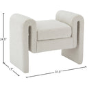  Color_Cream -- Stylus Cream Boucle Fabric Upholstered Bench IMAGE 6
