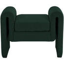  Color_Green -- Stylus Green Boucle Fabric Upholstered Bench IMAGE 3