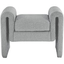  Color_Grey -- Stylus Grey Boucle Fabric Upholstered Bench IMAGE 3